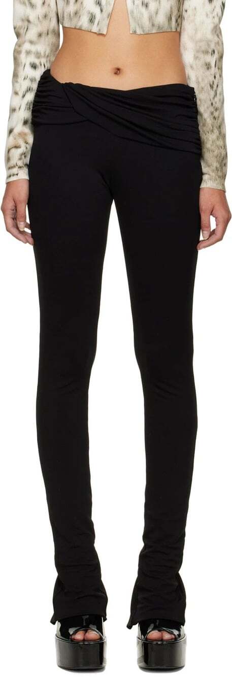 Blumarine Draped Leggings US 0 XS IT 36 Womens Black Jersey Pants $675
